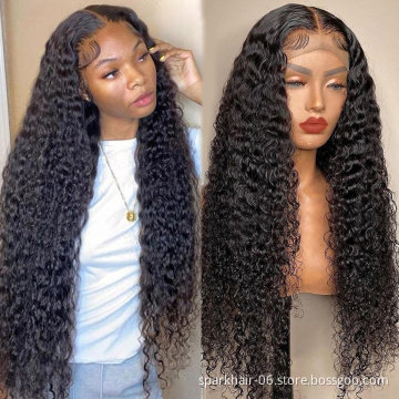 Brazilian Virgin Raw Hair Curly Water Wave 150% 180% 200% Pre-Plucked Bleached Knots Hair Wigs Human Hair HD Lace Front Wig